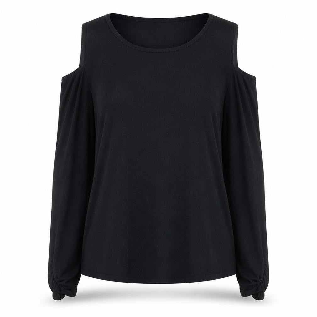 Front view of Phase Eight women’s black cold shoulder long sleeve blouse uk 18
