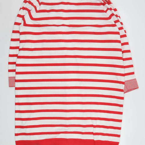 Adia Women Red White Striped Long Knit Coatigan Size L