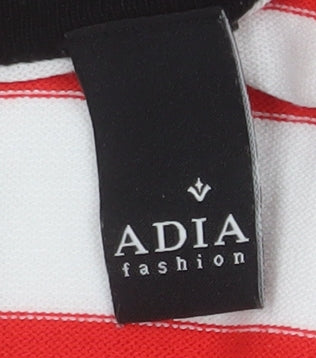 Adia Women Red White Striped Long Knit Coatigan Size L