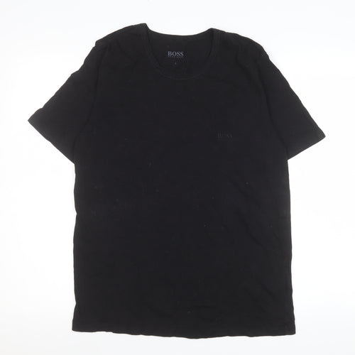 Hugo Boss Men's Black Cotton Crew Neck Short Sleeve T-Shirt L