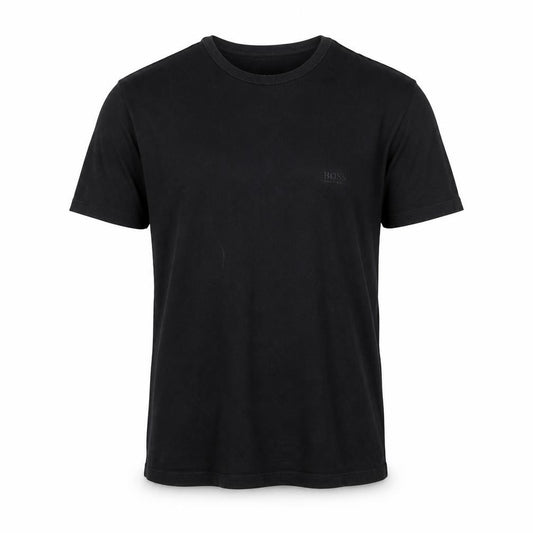 Front view of Hugo Boss Men's Black Cotton Crew Neck Short Sleeve T-Shirt L