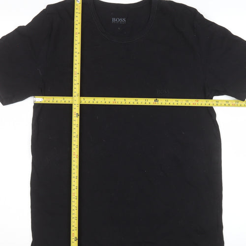Hugo Boss Men's Black Cotton Crew Neck Short Sleeve T-Shirt L