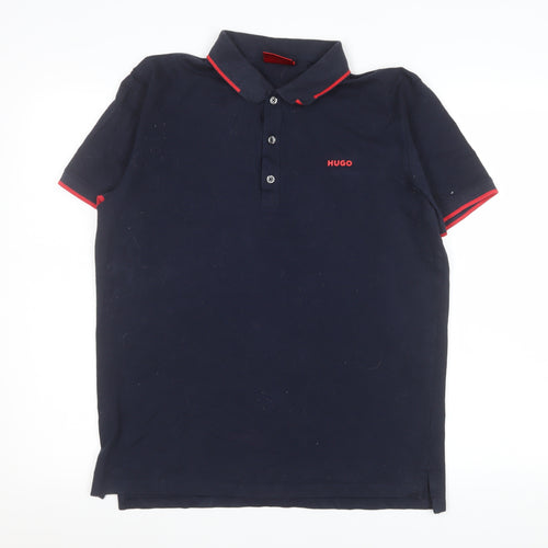 Hugo Men’s Blue Slim Fit Cotton Polo Shirt Size M