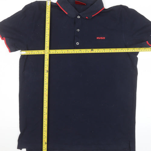 Hugo Men’s Blue Slim Fit Cotton Polo Shirt Size M