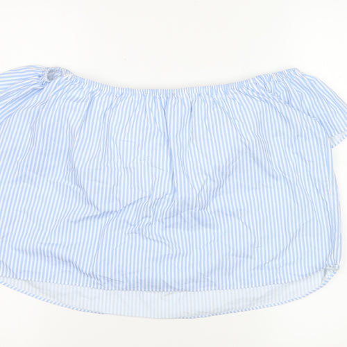 Zara Women Blue Striped Off Shoulder Blouse XS