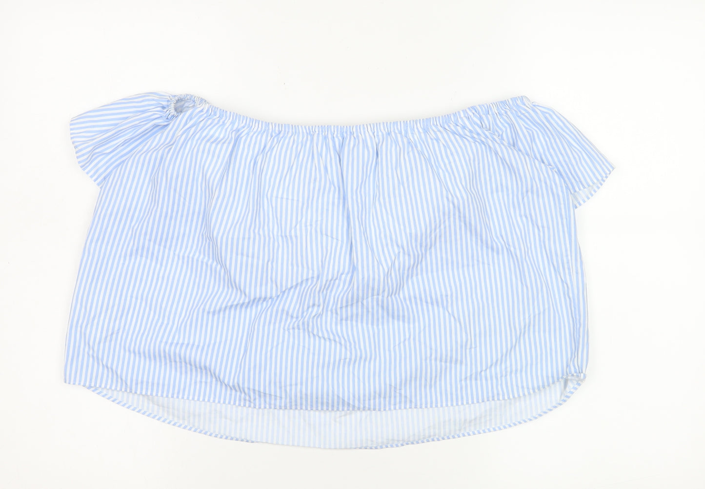 Zara Women Blue Striped Off Shoulder Blouse XS