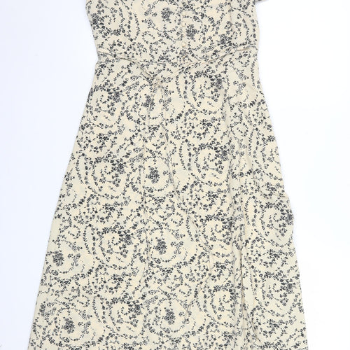 Missguided Women’s Beige Floral Midi Wrap Dress Size 12