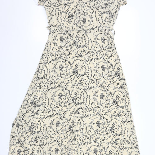 Missguided Women’s Beige Floral Midi Wrap Dress Size 12