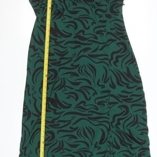 New Look Women Green Animal Print Midi Wrap Dress Size 12