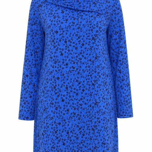 Marks and Spencer Women Blue Floral High Neck Shift Dress Size 12