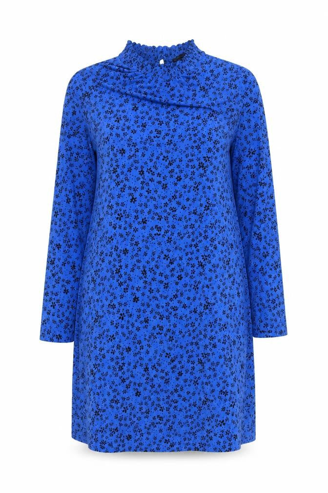 Marks and Spencer Women Blue Floral High Neck Shift Dress Size 12