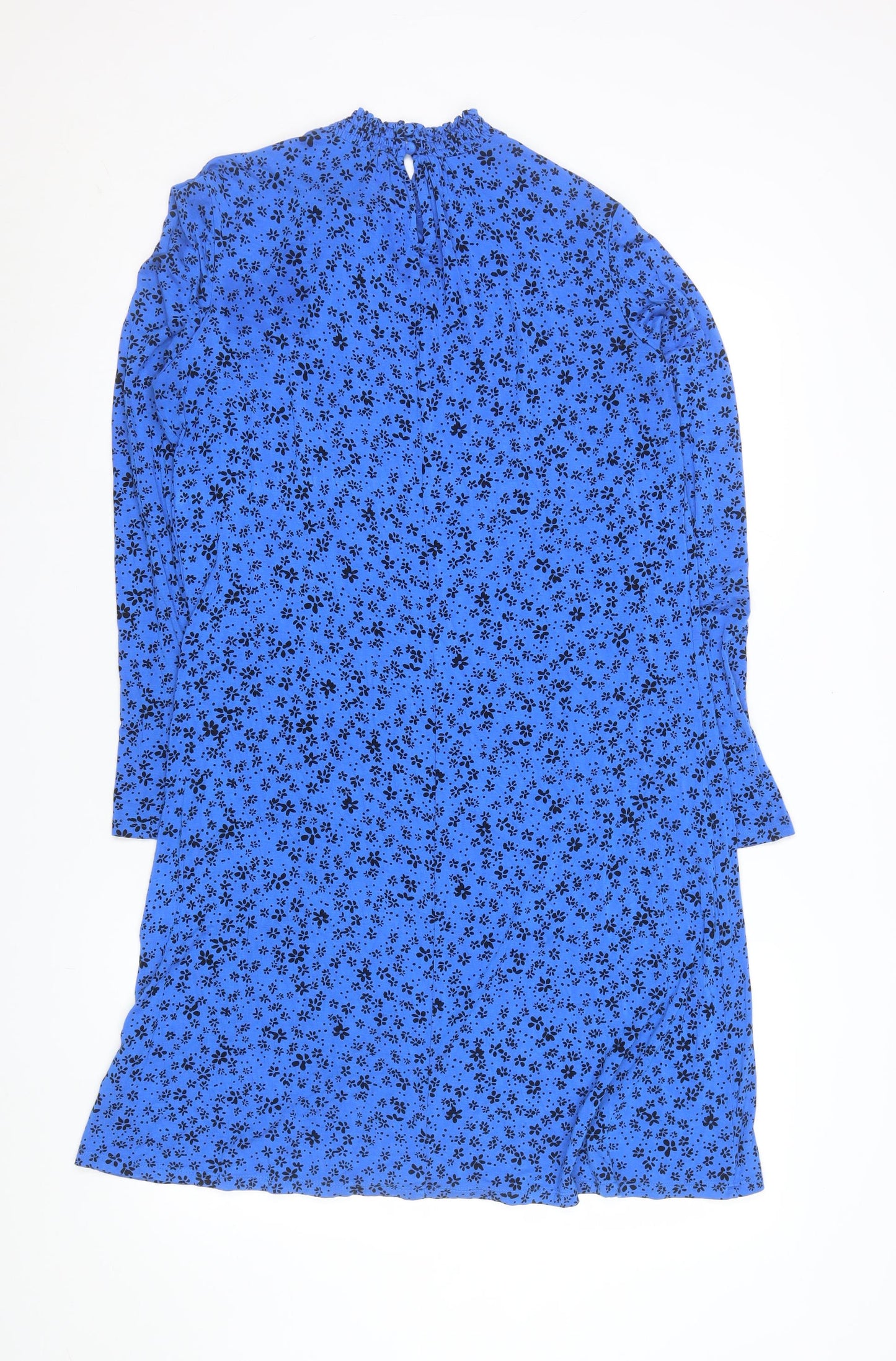 Marks and Spencer Women Blue Floral High Neck Shift Dress Size 12