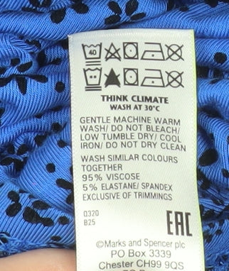Marks and Spencer Women Blue Floral High Neck Shift Dress Size 12