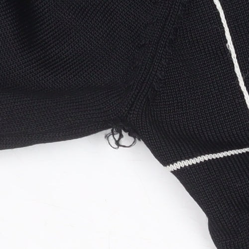 LTS Women Black Check Knit Long Sleeve Boat Neck Top Size 14
