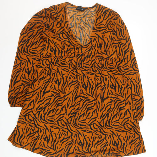 New Look Women Brown Animal Print A-Line Dress Size 10