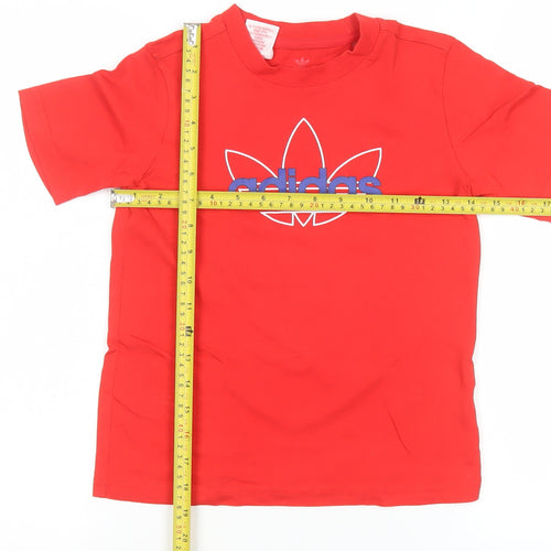Adidas Boys Red Logo Cotton T-Shirt 6-7 Years Casual Sportswear