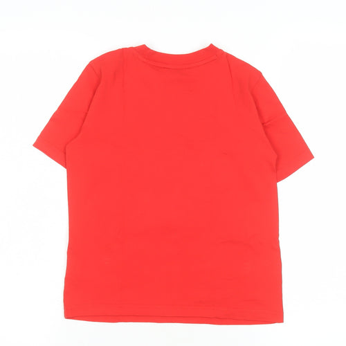 Adidas Boys Red Logo Cotton T-Shirt 6-7 Years Casual Sportswear