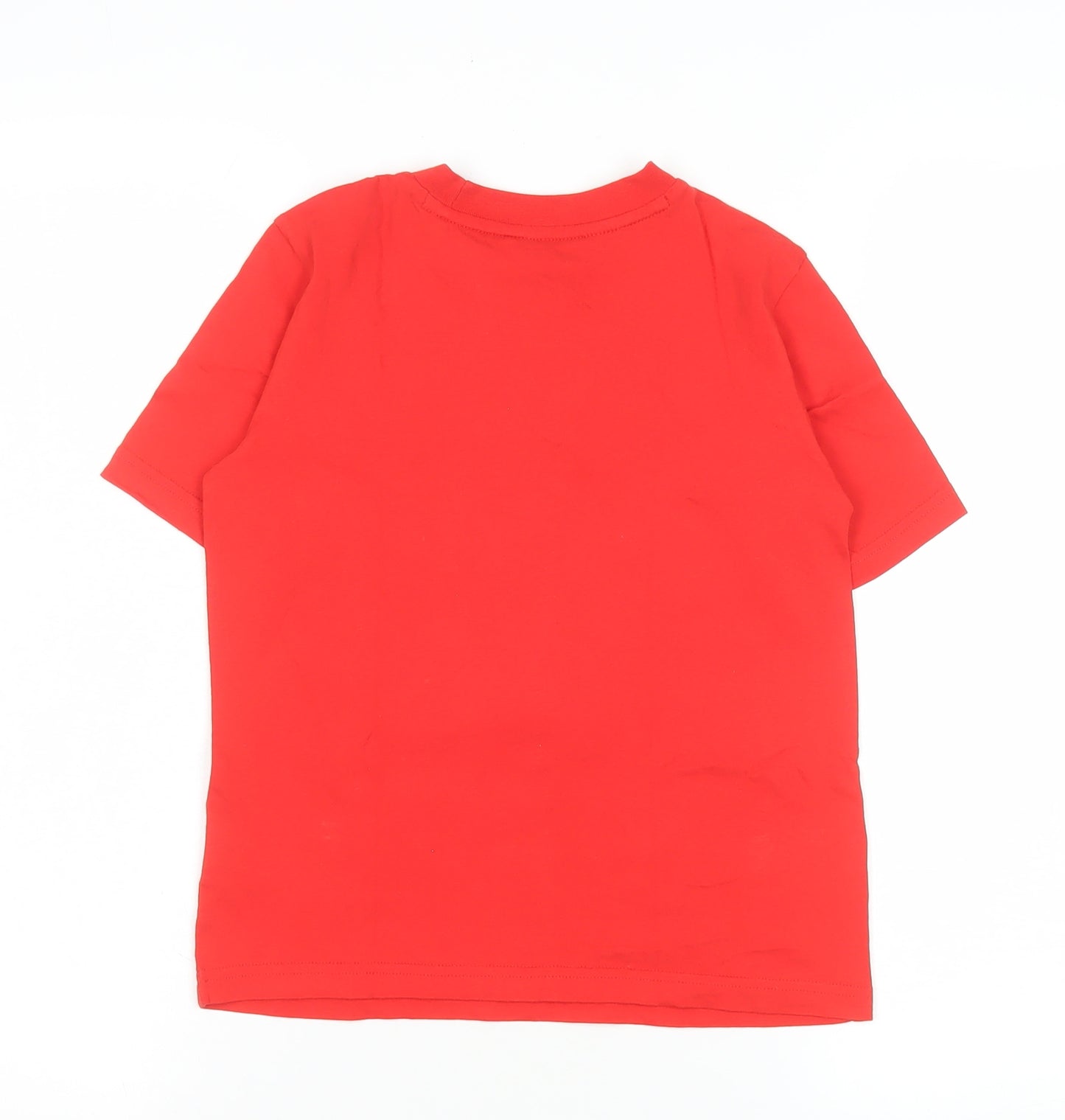Adidas Boys Red Logo Cotton T-Shirt 6-7 Years Casual Sportswear