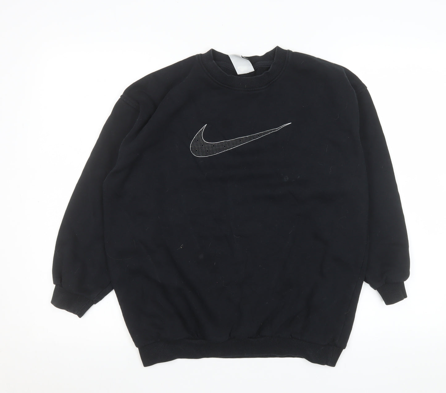 Nike Womens Black L Sweatshirt Pullover Crew Neck Logo Cotton Blend