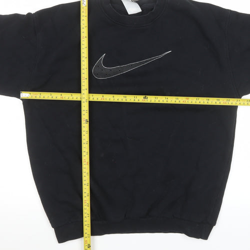 Nike Womens Black L Sweatshirt Pullover Crew Neck Logo Cotton Blend