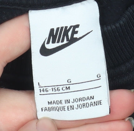 Nike Womens Black L Sweatshirt Pullover Crew Neck Logo Cotton Blend