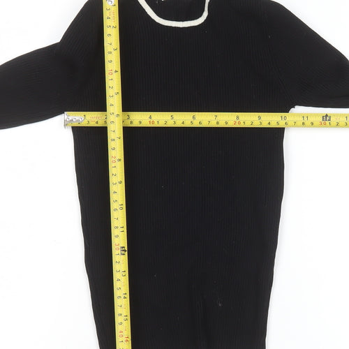 MNG Women's Black Knit Long Sleeve Crew Neck Top XS