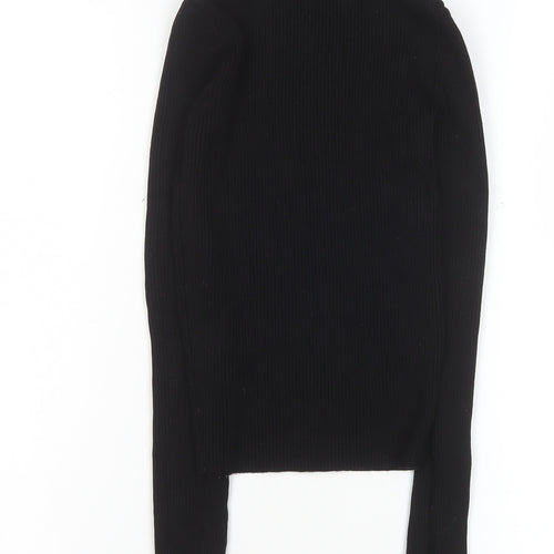 MNG Women's Black Knit Long Sleeve Crew Neck Top XS