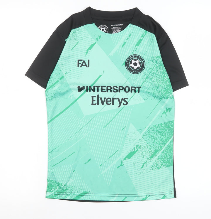 Football Camp FAI Boys Green Short Sleeve Athletic T-Shirt Size S
