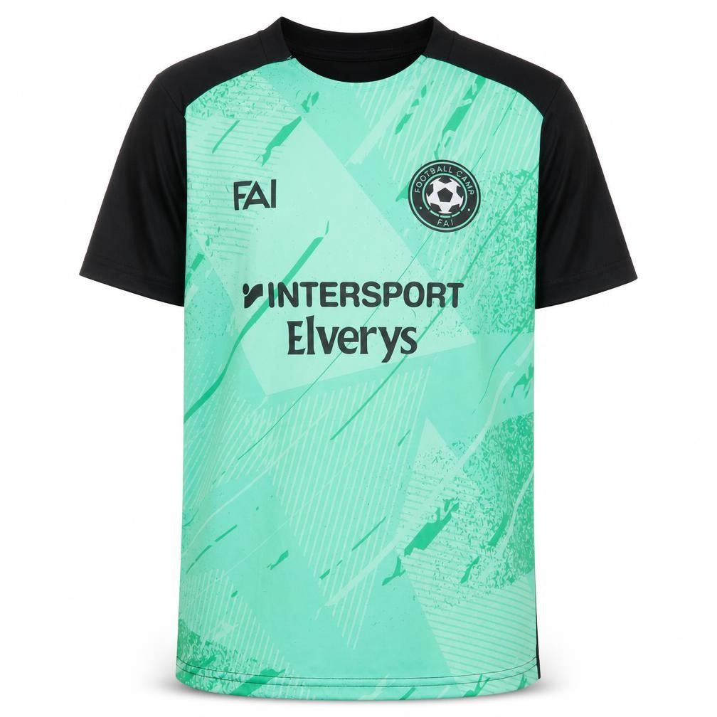 Football Camp FAI Boys Green Short Sleeve Athletic T-Shirt Size S