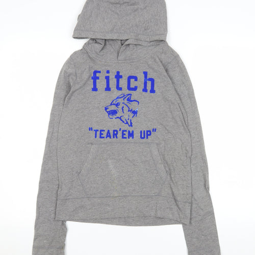 Abercrombie Kids Grey Hoodie Boys L Muscle Fit Graphic Pullover Cotton