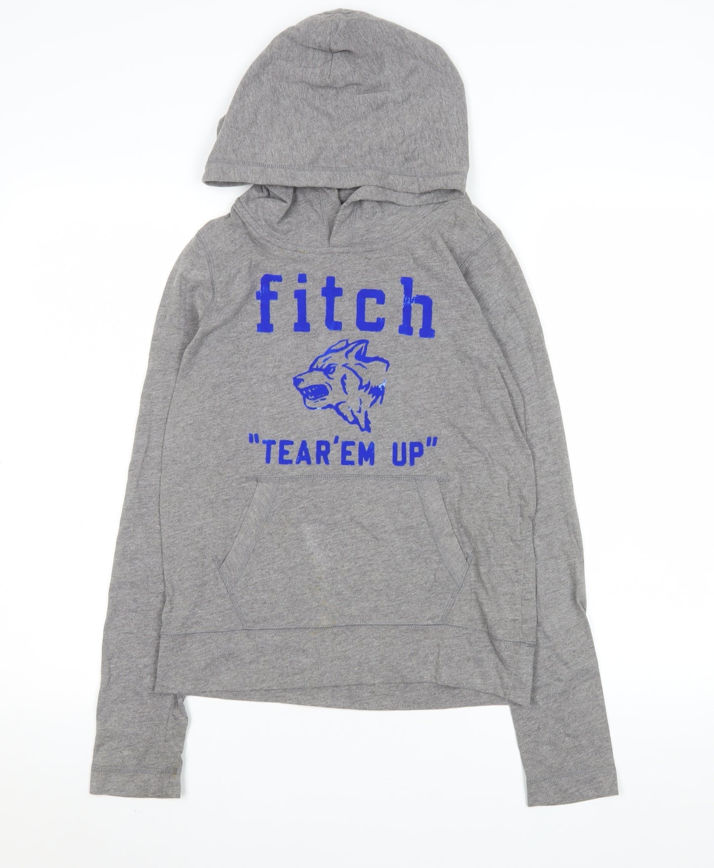 Abercrombie Kids Grey Hoodie Boys L Muscle Fit Graphic Pullover Cotton