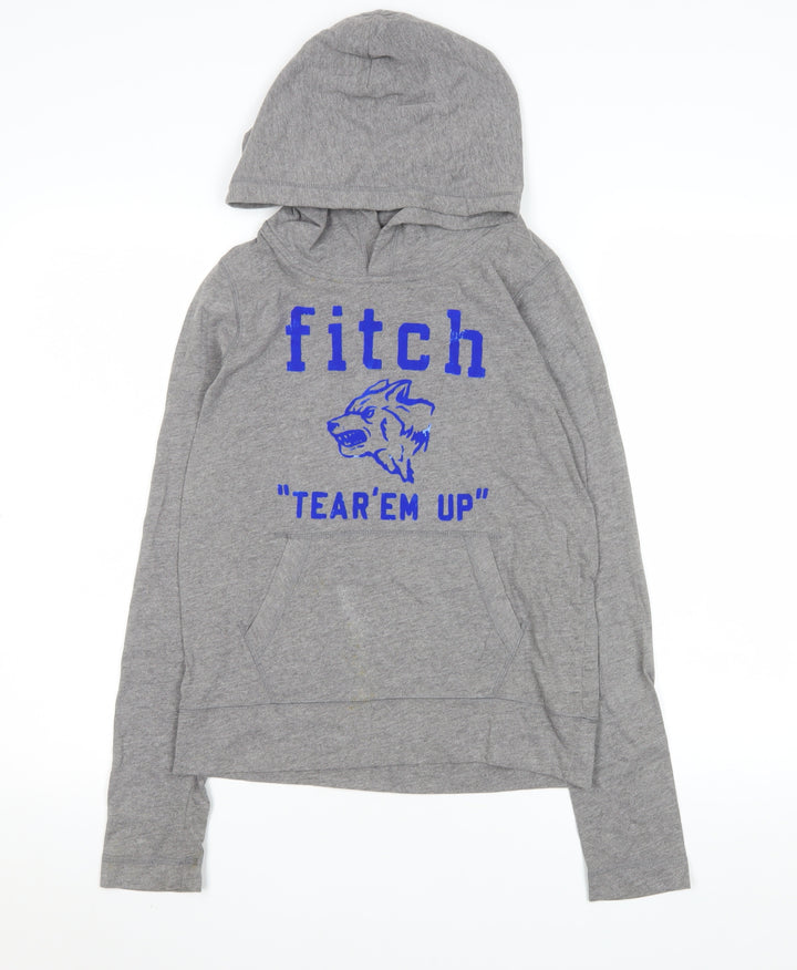 Abercrombie Kids Grey Hoodie Boys L Muscle Fit Graphic Pullover Cotton