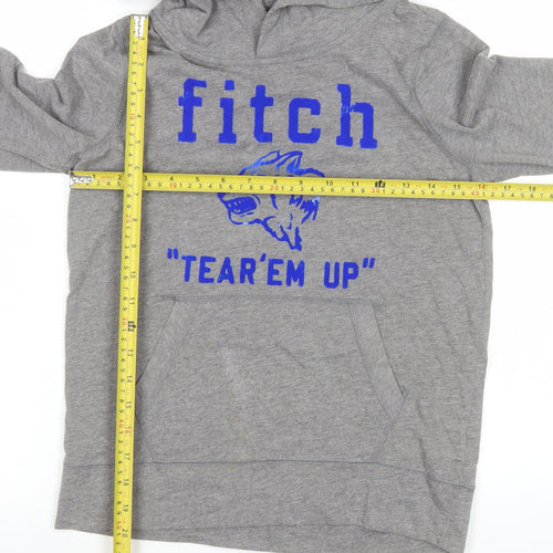 Abercrombie Kids Grey Hoodie Boys L Muscle Fit Graphic Pullover Cotton