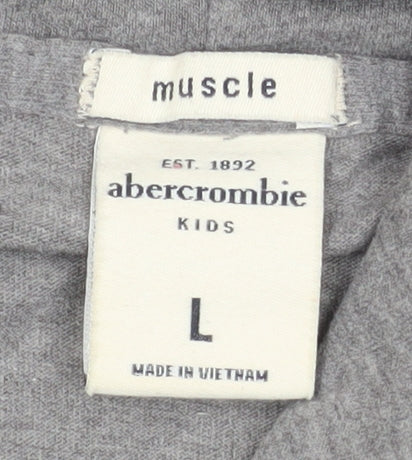 Abercrombie Kids Grey Hoodie Boys L Muscle Fit Graphic Pullover Cotton