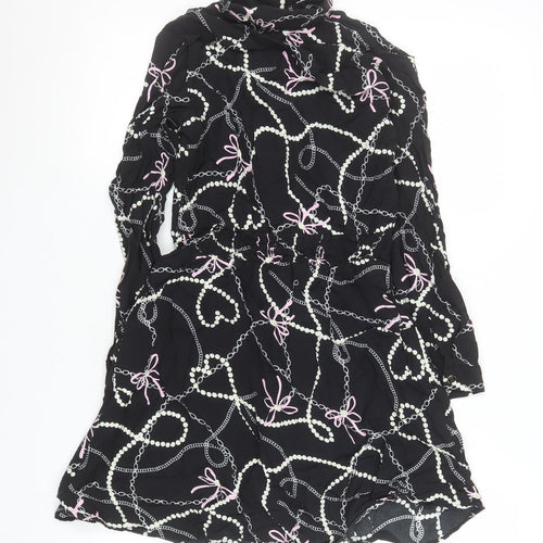 River Island Girls Black Chain Print Shirt Dress 11 Years