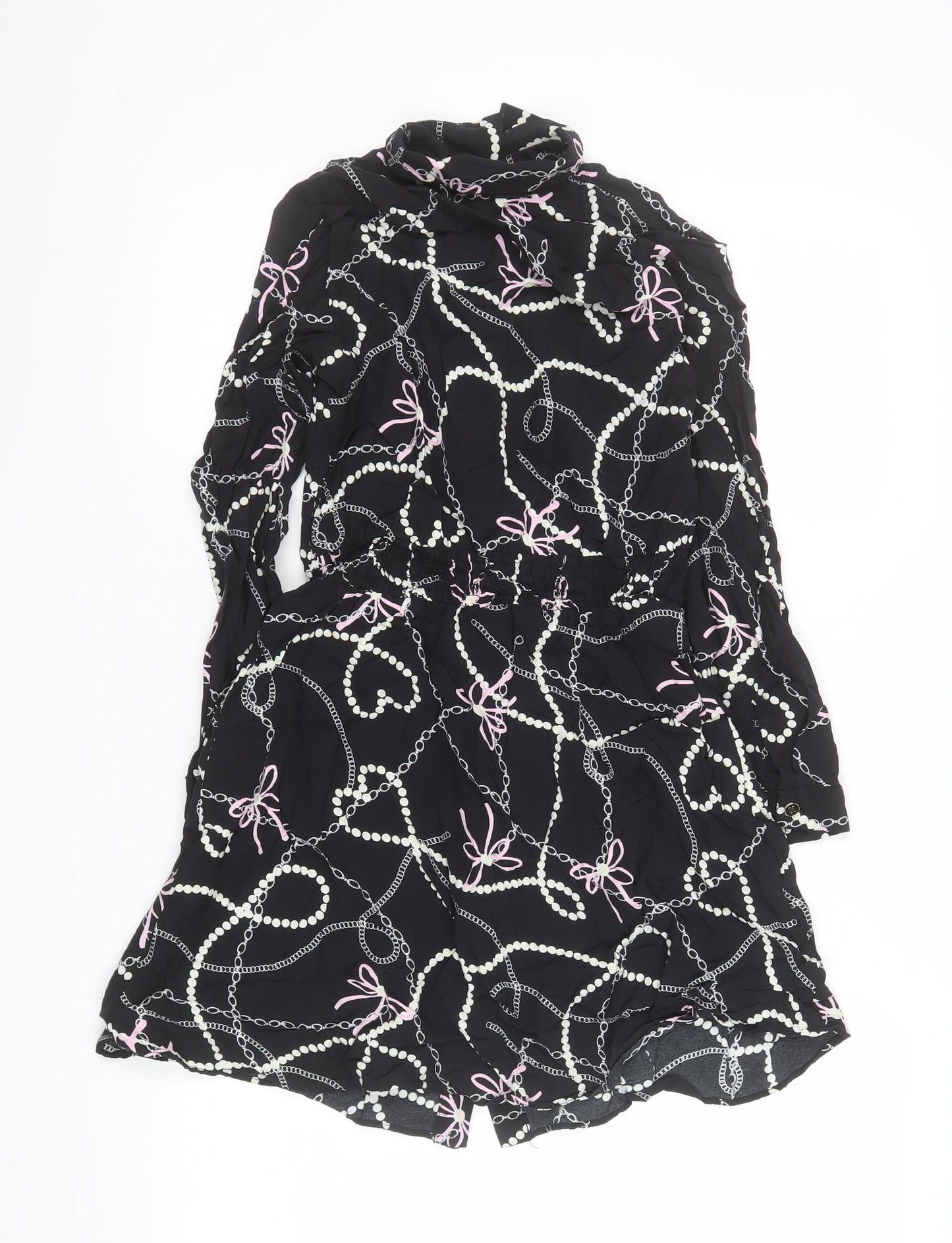River Island Girls Black Chain Print Shirt Dress 11 Years