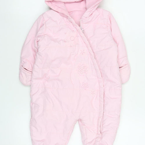 St. Bernard Girls Pink Hooded Quilted Snowsuit 9-12 Months Winter Lined