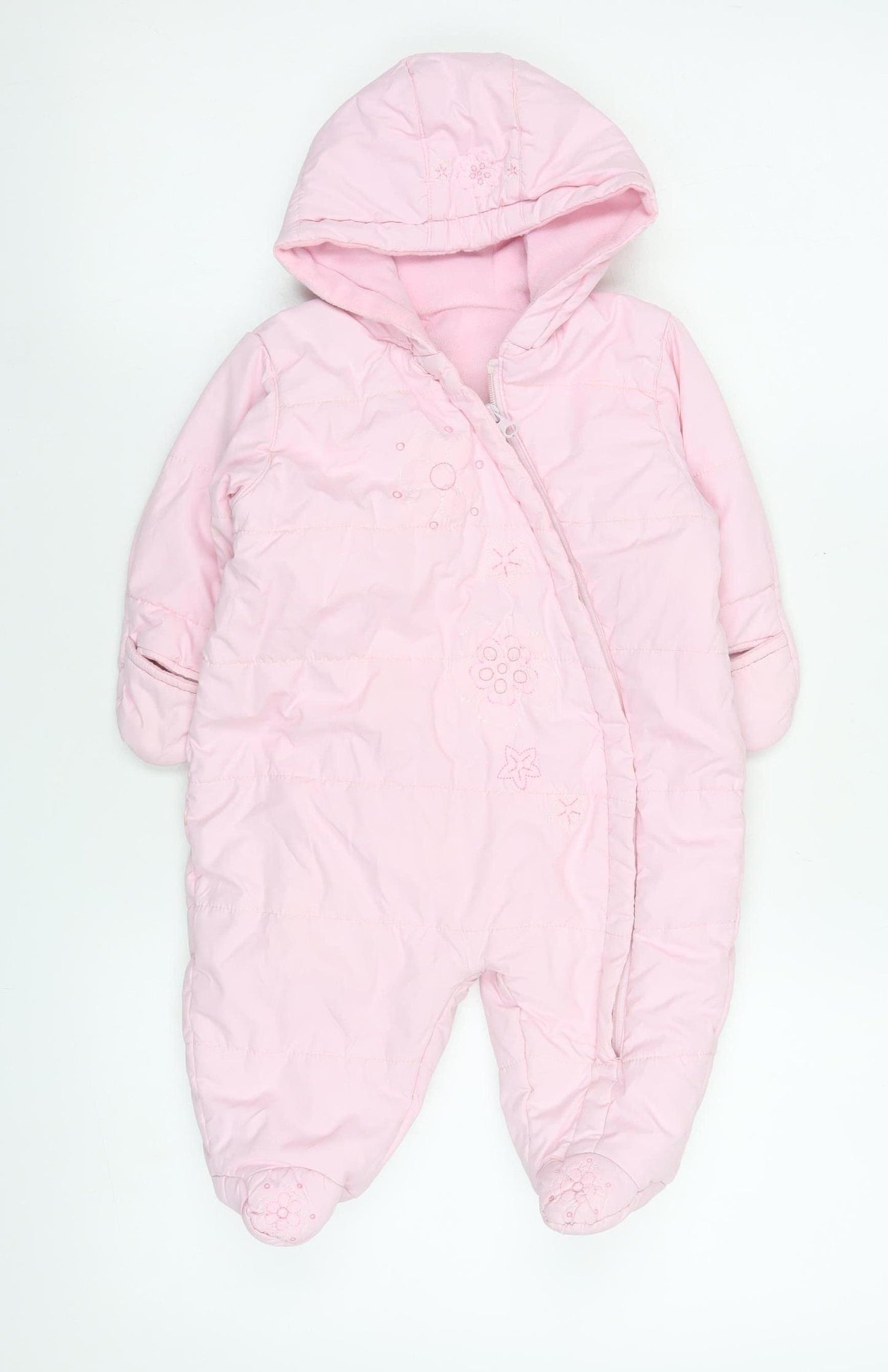 St. Bernard Girls Pink Hooded Quilted Snowsuit 9-12 Months Winter Lined