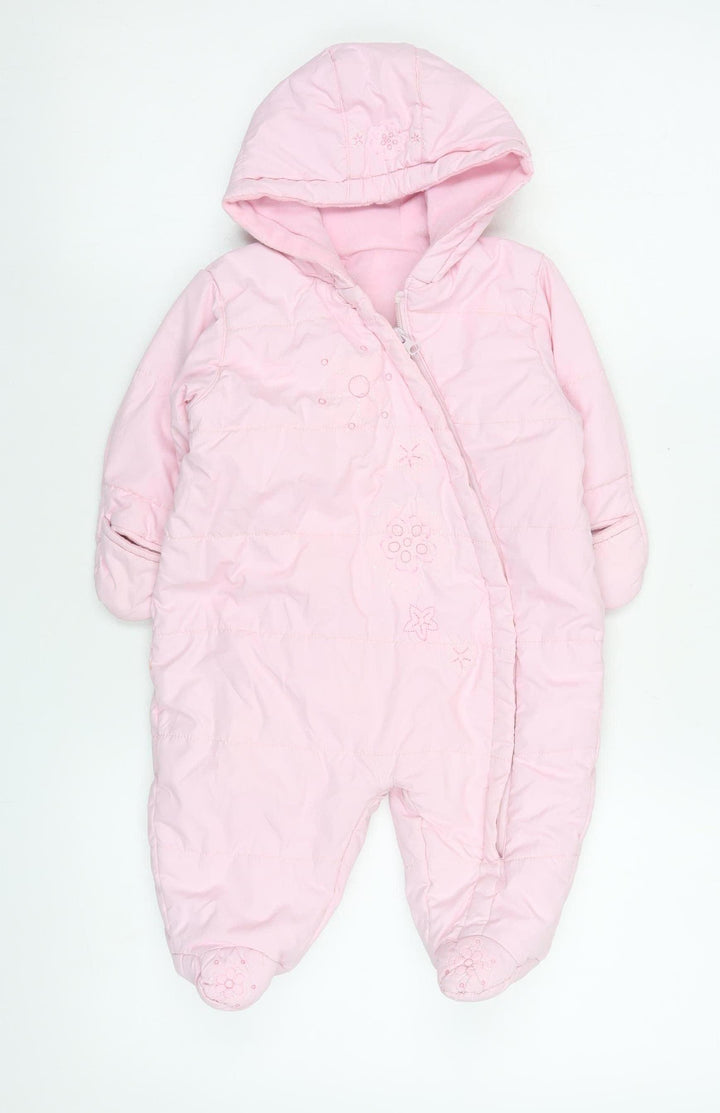 St. Bernard Girls Pink Hooded Quilted Snowsuit 9-12 Months Winter Lined