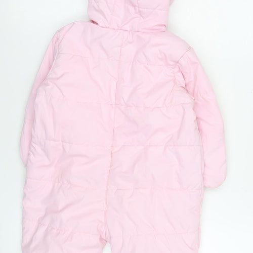 St. Bernard Girls Pink Hooded Quilted Snowsuit 9-12 Months Winter Lined