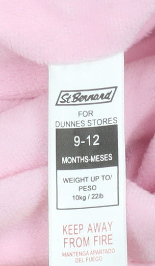 St. Bernard Girls Pink Hooded Quilted Snowsuit 9-12 Months Winter Lined