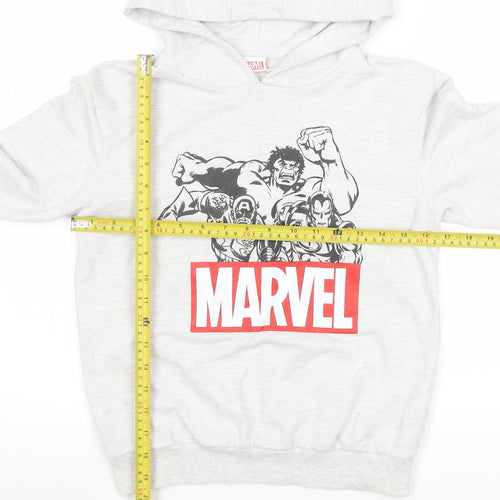 Marvel Boys Grey Hoodie 9-10 Years Pullover Cotton Blend Avengers Print
