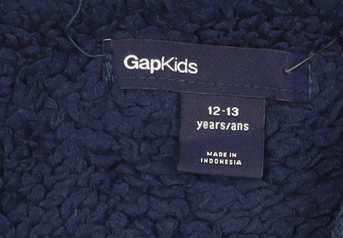 GAP Kids Boys Blue Hooded Full Zip Fleece Jacket 12-13 Years