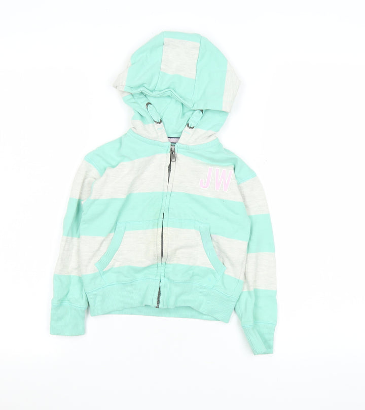Jack Wills Boys Green Striped Hooded Full Zip Jacket 5-6 Years
