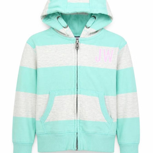 Jack Wills Boys Green Striped Hooded Full Zip Jacket 5-6 Years