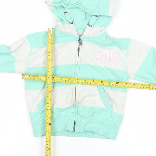 Jack Wills Boys Green Striped Hooded Full Zip Jacket 5-6 Years