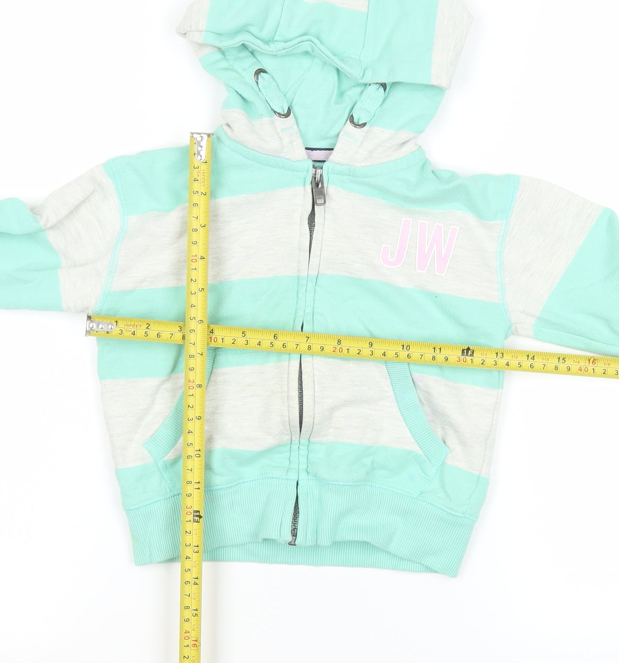 Jack Wills Boys Green Striped Hooded Full Zip Jacket 5-6 Years