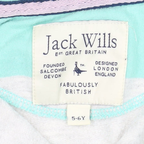 Jack Wills Boys Green Striped Hooded Full Zip Jacket 5-6 Years