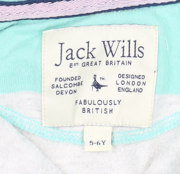 Jack Wills Boys Green Striped Hooded Full Zip Jacket 5-6 Years