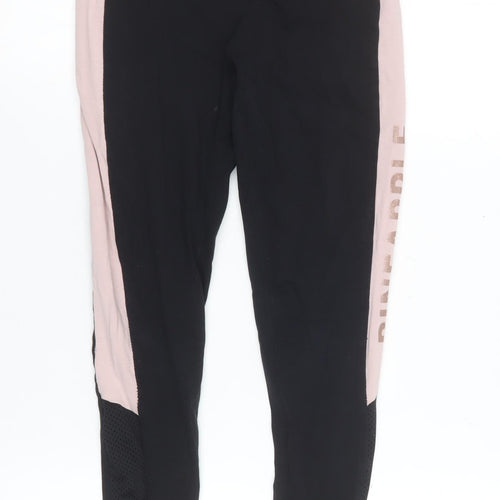 Pineapple Girls Black & Pink Ankle Leggings 10-11 Years Dance Activewear